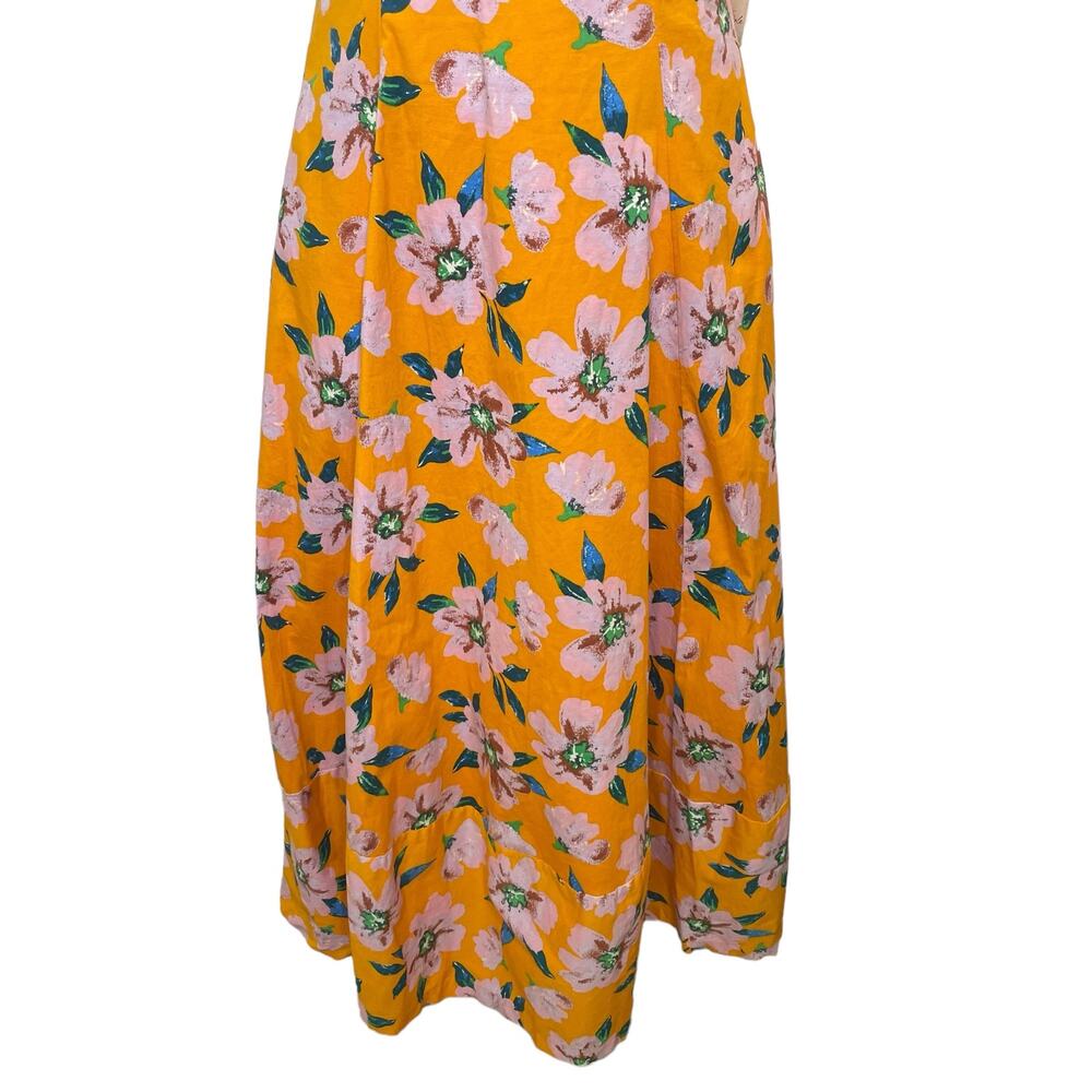 NWT Free People Finer Things Maxi Dress in Sunshine Combo Orange Floral Size L - Picture 7 of 16